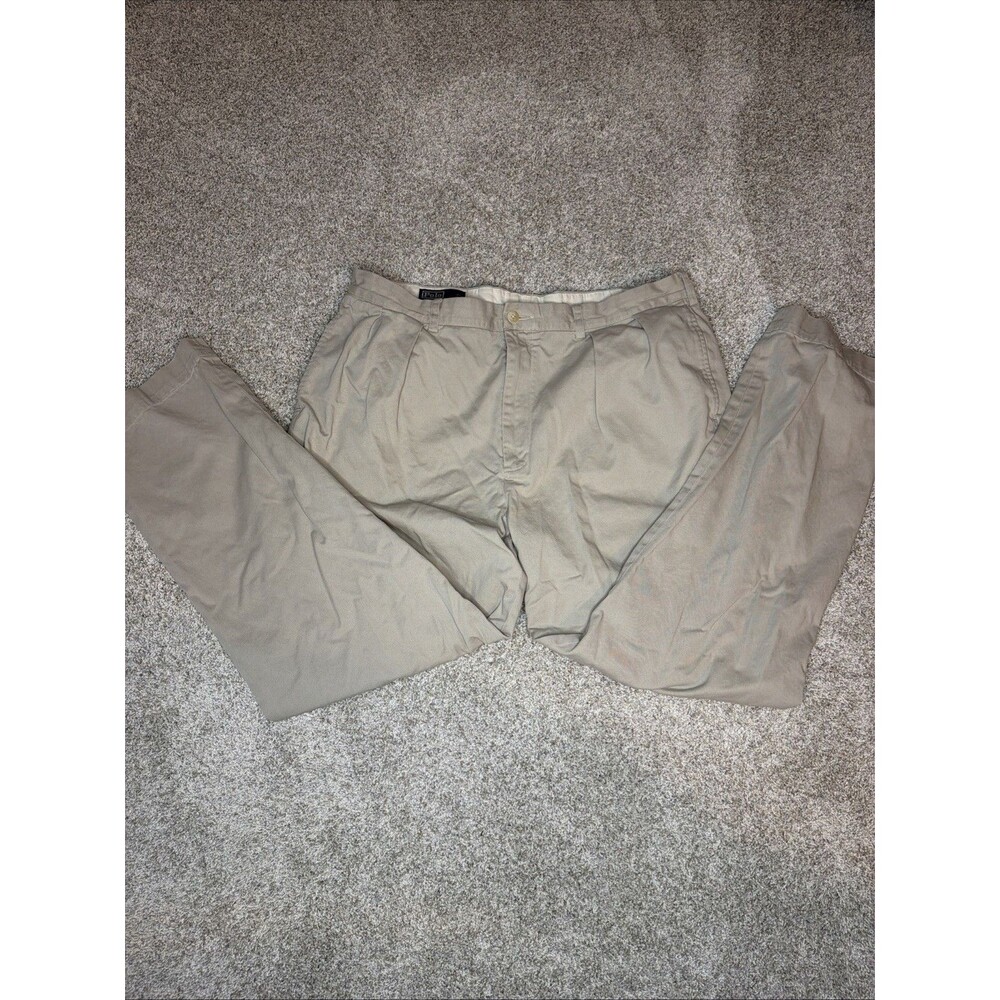Polo Ralph Lauren Andrew Pant Men's 40x32 Chino Pants Pleated Khaki Beige